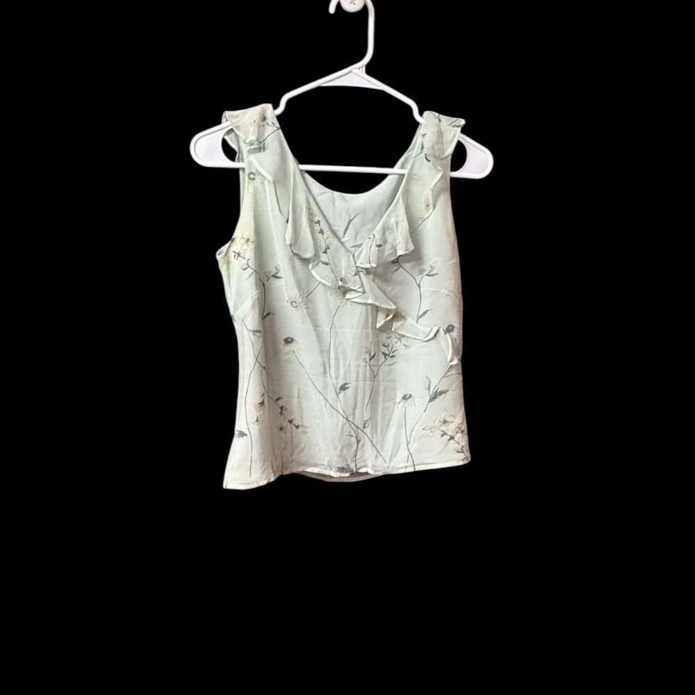 Vintage Floral Two-Piece Set Chiffon Ruffle Sleeveless Top and Midi Skirt - Picture 4 of 4